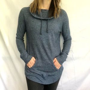 Cowel neck hooded kangaroo pocket sweater tunic